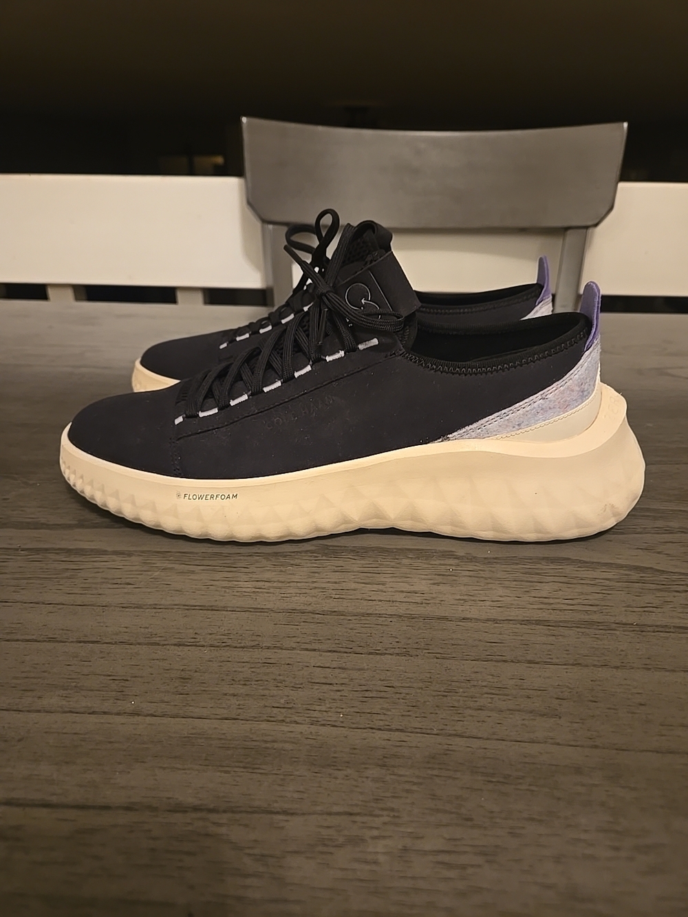 Cole Haan Men's Black Sneakers with Cream Sole and Lavender Heel